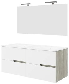 Mobile sottolavabo, lavabo e specchio EVA rovere grigio e bianco in mdf L 121 x H 51 x P 46 cm 4 cassetti