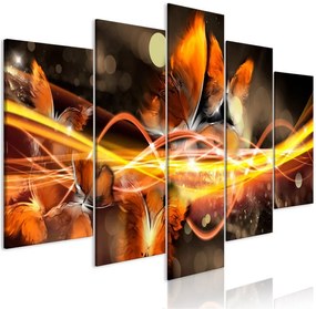 Quadro  Swarm of Butterflies (5 Parts) Wide Orange  Colore Arancione, Dimensioni e Misure 200x100