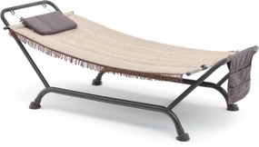 Amaca da Giardino 230x98x82 cm Struttura in Ferro e Telo in Poliestere Bali Beige...
