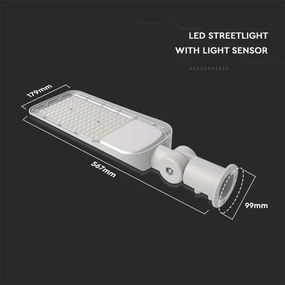 Lampione LED stradale 100W 6500K IP65 con sensore crepuscolare grigio