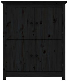 Credenza nera 83x41,5x100 cm in legno massello di pino