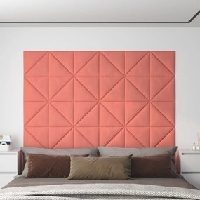 Pannelli Murali 12 Pz Rosa 30x30 Cm Velluto 0,54 M² /