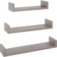 Set 3 Mensole da Parete 60-50-40x15,5x8 cm in Fibra di Legno Calamita Rovere Grigio New