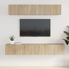 Set Di Mobili Porta Tv 5 Pz Rovere Sonoma İn Legno Multistrato /