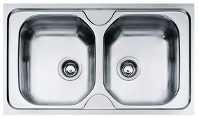 Lavello sottotop 2 vasche FRANKE Onda Line inox L 50 x L 86 cm argento