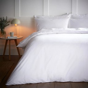 Set copripiumino e federa bianco in misto tencel per letto matrimoniale e per letto esteso 230x220 cm Temperature Controlling TENCEL™ – Bianca