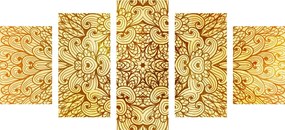 Quadri 5 pezzi – Mandala etnica dorata