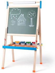 Lavagna "ABC" con lettere, rotolo di carta e bicchieri