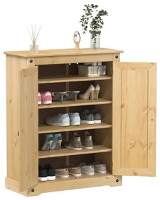Scarpiera Corona 86x38,5x108 Cm İn Legno Massello Di Pino /