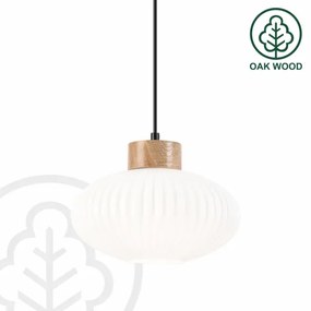 Lampadario a sospensione con filo HARMONY 1xE27/15W/230V diametro 25 cm bianco/quercia