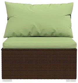 Set divani da giardino 6 pz con cuscini in polyrattan marrone