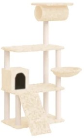 Albero per Gatti con Tiragraffi in Sisal Crema 131 cm