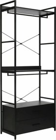 Libreria–Appendiabiti Rin C nera con armadietto – 80x40x200 cm