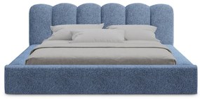Letto matrimoniale imbottito blu con contenitore con griglia 180x200 cm Mano - Makamii