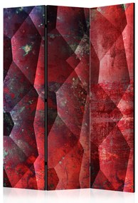 Paravento design Rilievo porpora - texture geometrica rossa in stile astratto