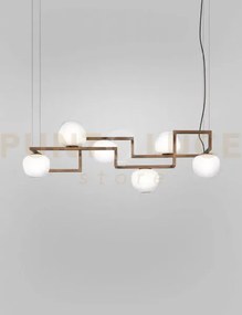 Globose sospensione 6 bianco sfumato bronzo opaco 6 luci attacco e14