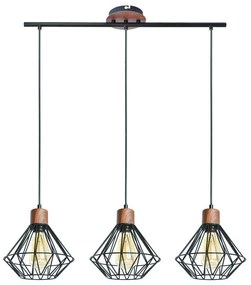 Lampadario Moderno Sequoia nero 3x E27 SEYNAVE