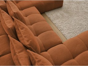 Divano angolare color terracotta allungabile e con contenitore (penisola a destra/a U) con rivestimento in ciniglia Everest – Bobochic Paris