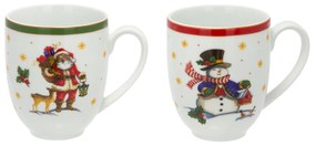 Set 2 tazze 300 ml Pupazzo e Babbo Natale