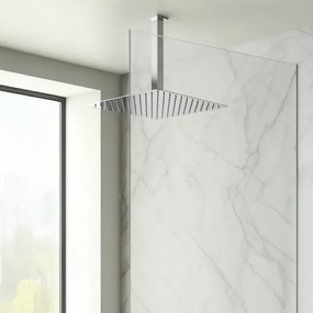Braccio doccia verticale in ottone cromato 30 cm design quadrato Rubinetterie Mariani