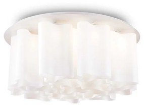 Lampada Da Soffitto 15 Luci Compo In Metallo E Vetro Soffiato Bianco