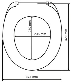 Sedile per wc nero con chiusura facilitata , 44 x 37 cm Kos - Wenko