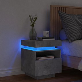 Comodino Con Luci Led Grigio Cemento 40x39x48,5 Cm /