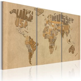 Quadro Mappa del mondo in beige e marrone