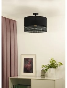 Duolla - Lampadario a plafone DOUBLE RATTAN 1xE27/15W/230V diametro 40 cm nero