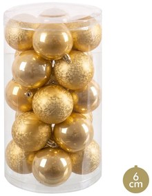 Palle di Natale Oro Dorato Plastica Ø 6 cm 14,5 x 14,5 x 26 cm (20 Unità)