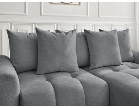 Divano angolare grigio allungabile/con contenitore (con penisola a destra/con chaise lounge) con rivestimento in ciniglia Roxelane – Bobochic Paris