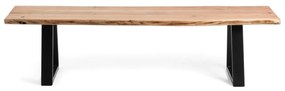 Kave Home - Panca Alaia in legno massello di acacia e gambe in acciaio nero 160 cm