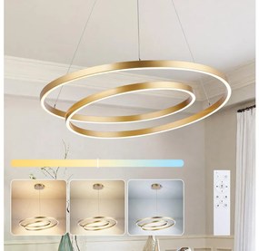 Brilagi-LED Lampadario dimmerabile a sospensione su cavo TWISTER LED/75W/230V Ø 70 cm dorato + telecomando