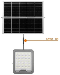 Faro LED Solare 200W IP66, Telecomando Incluso 3.000 lumen - SERIE PRO Colore  Bianco Naturale 4.000K