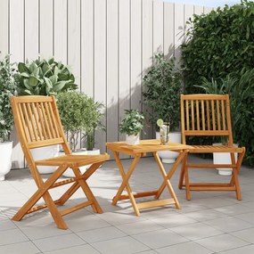 Set Da Pranzo Da Giardino Pieghevole 3 Pz İn Massello Di Acacia /