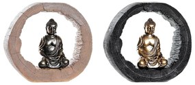 Statua Decorativa DKD Home Decor Nero Dorato Buddha Resina (20,8 x 6 x 18,5 cm) (2 Unità)