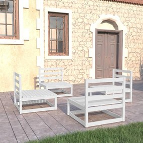 Set divani da giardino 4 pz bianco in legno massello di pino