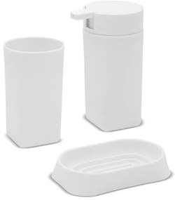 Set 3 pezzi accessori bagno bianco in abs Tender