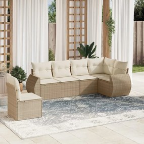 Set divano da giardino 6 pz con cuscini beige in polyrattan