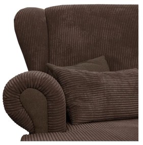 Chaise longue marrone scuro con rivestimento in velluto a coste Lord – Ropez