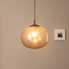 TK Lighting Lampada a sospensione Vibe, vetro grigio grafite trasparente, Ø 35 cm