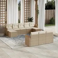 Set Divano da Giardino 10 pz con Cuscini Beige in Polyrattan 3226415