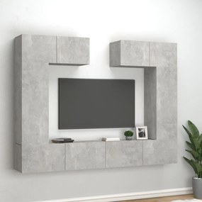 Set Di Mobili Porta Tv 6 Pz Grigio Cemento İn Legno Multistrato /