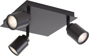 Faretto da bagno moderno nero quadrato 3 luci IP44 - Ducha