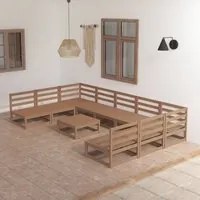 Set Divani da Giardino 10 pz in Legno Massello di Pino 3076147