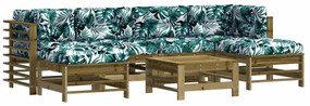 Set divani da giardino 7pz con cuscini legno impregnato di pino