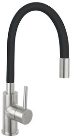 FERRO - Rubinetto per lavello con braccio flessible acciaio inossidabile/opaco nero