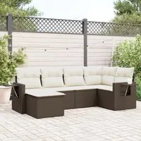 Set Divano da Giardino 6 pz con Cuscini Marrone in Polyrattan 3220462