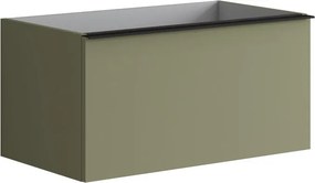 Mobile da bagno sospeso sotto lavabo L 80 x H 40 x P 45.5 cm verde salvia, 2 cassetti Pixel plain