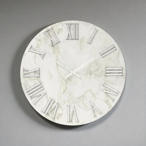 Orologio HAROLD rotondo D60 cm in legno rivestito con parato Argento